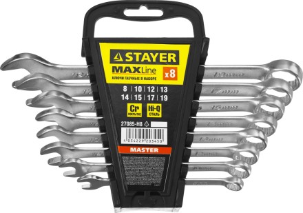 Набор: Ключ STAYER &quot;MASTER&quot; гаечный комбинированный, хромированный, 8-19 мм, 8 шт 27085-H8 купить в Нефтеюганске