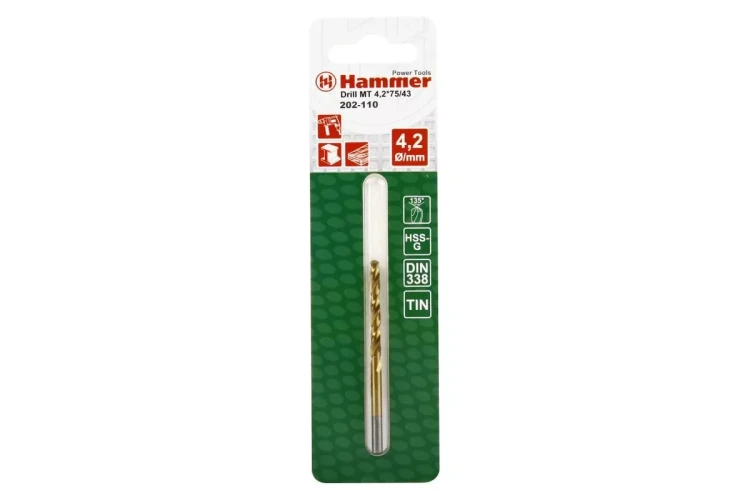 Сверло по металлу HAMMER Ф4.2х75мм (DR MT 4,2мм*75/43мм) купить в Нефтеюганске