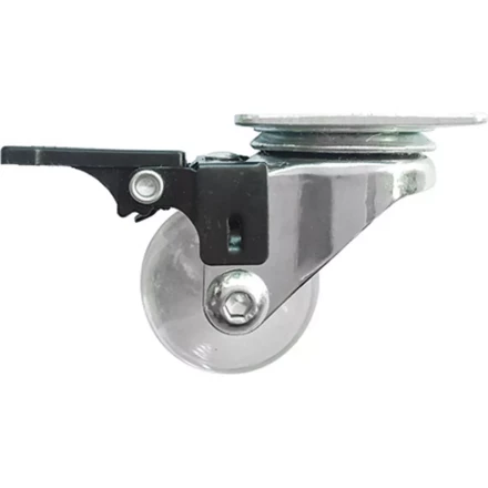 Колесо ПУ прозрачное поворотное с тормозом d-35 мм, крепление платформенное Сибртех 68736 купить в Нефтеюганске