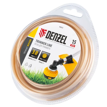 Леска для триммера армированная алюминием круглая, 3,0мм х 15м, блистер ALUFLEX Denzel 96832 купить в Нефтеюганске