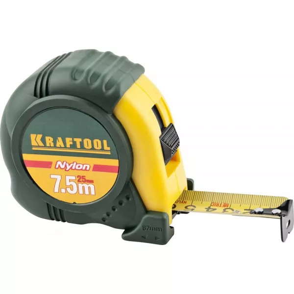 Рулетка KRAFTOOL "EXPERT" с нейлоновым покрытием, обрезин корпус, 7,5/25мм 34122-08_z01 купить в Нефтеюганске