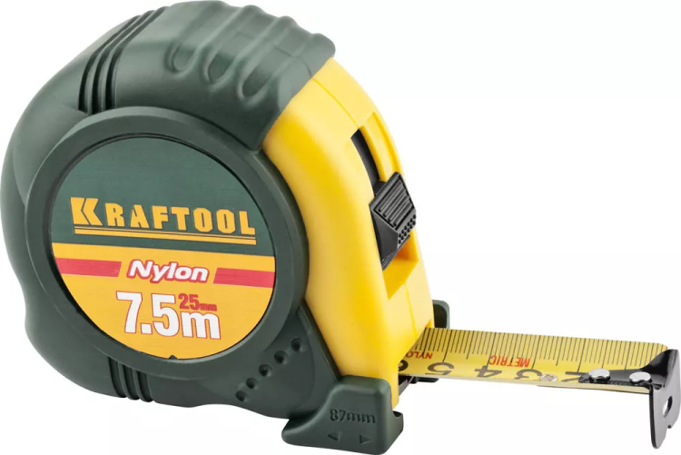 Рулетка KRAFTOOL "EXPERT" с нейлоновым покрытием, обрезин корпус, 7,5/25мм 34122-08_z01 купить в Нефтеюганске
