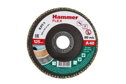 Круг Лепестковый Торцевой (КЛТ) HAMMER КЛТ 1 Ф125х22 Р40 213-024 купить в Нефтеюганске
