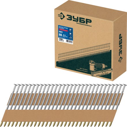 ЗУБР SN21 80 х 3.1 мм, реечные гвозди рифленые оцинкованные, 2010 шт (305396-80) купить в Нефтеюганске