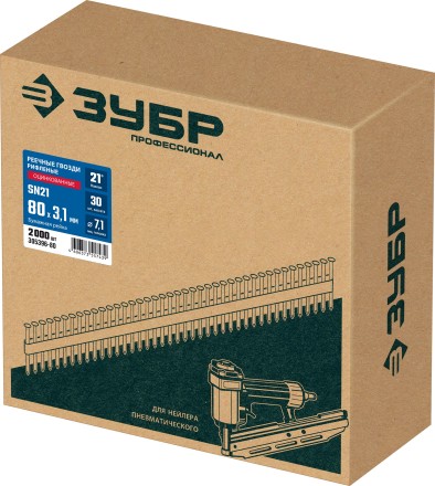 ЗУБР SN21 80 х 3.1 мм, реечные гвозди рифленые оцинкованные, 2010 шт (305396-80) купить в Нефтеюганске