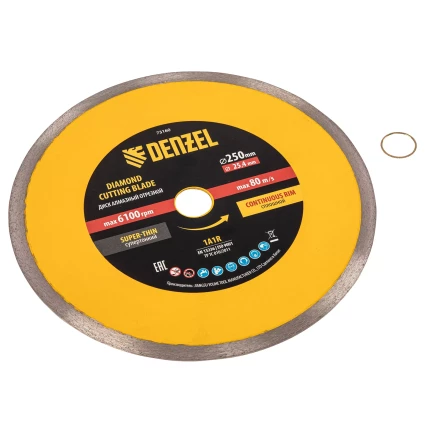 Диск алмазный сплошной, супертонкий, 250 х 25,4 мм, горячее прессование, мокрое резание// Denzel 73160 купить в Нефтеюганске