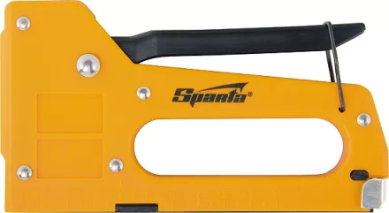 Степлер мебельный пластиковый со скобами 100 шт тип скобы 53 4-8 мм Sparta 42001 купить в Нефтеюганске