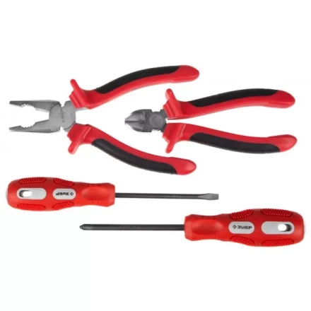 Набор инструментов ЗУБР &quot;МАСТЕР&quot;, плоскогубцы, бокорезы, 2 отвертки 22025-H4 купить в Нефтеюганске