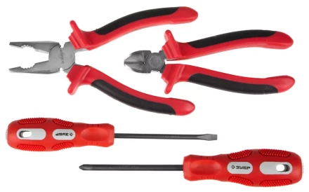 Набор инструментов ЗУБР &quot;МАСТЕР&quot;, плоскогубцы, бокорезы, 2 отвертки 22025-H4 купить в Нефтеюганске