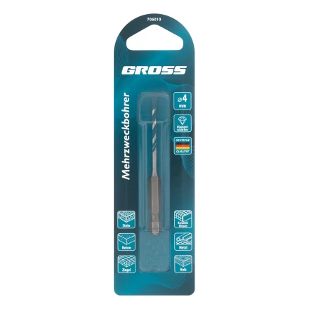 Сверло универсальное Gross, Multipurpose PRO, 6-гр. хвостовик, 4мм, 706010 купить в Нефтеюганске