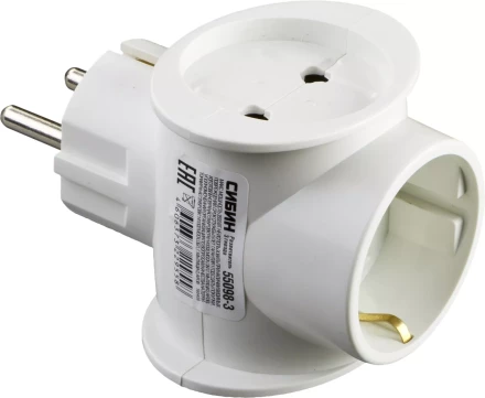 Разветвитель СИБИН электрический с заземлением, 3 гнезда, 16А/220В 55098-3 купить в Нефтеюганске