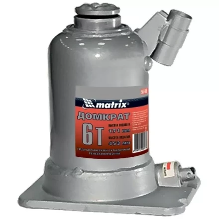 Домкрат гидравлический бутылочный телескопический 6 т подъем 171–453 мм MATRIX 507405 купить в Нефтеюганске