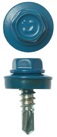 Саморезы ЗУБР окраш., RAL 5009 небесно-голуб., для крепл. кров. матер. к металл. констр., 5.5x19мм, 2500шт 4-300310-55-019-5009 купить в Нефтеюганске