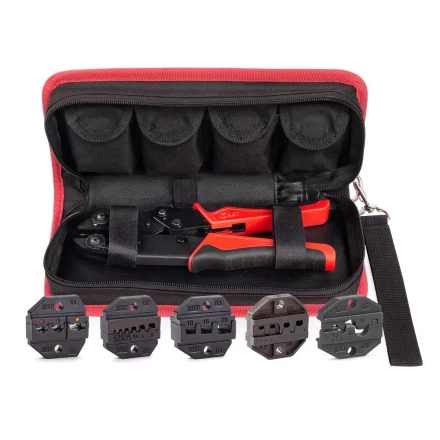 Пресс-клещи КВТ СТО+5 с 5 матрицами МПК для опрессовки разъемов, втулочных, изолированных и неизолированных наконечников (набор) (90777) купить в Нефтеюганске