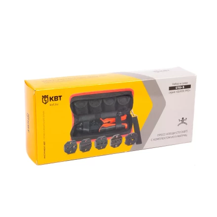 Пресс-клещи КВТ СТО+5 с 5 матрицами МПК для опрессовки разъемов, втулочных, изолированных и неизолированных наконечников (набор) (90777) купить в Нефтеюганске