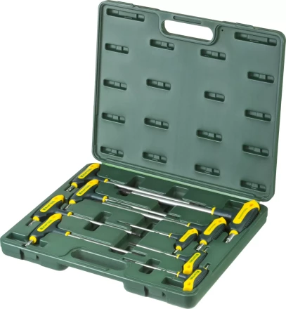 Набор KRAFTOOL Ключи &quot;INDUSTRIE&quot; имбусовые,Cr-Mo(S2),Т-образные,эргоном двухкомп рукоятка,TORX Hole 10-50,9 шт,в боксе 27455-H9 купить в Нефтеюганске