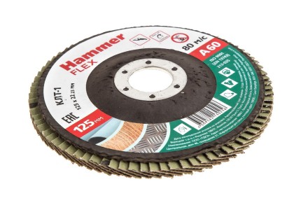 Круг Лепестковый Торцевой (КЛТ) HAMMER КЛТ 1 Ф125х22 Р60 213-025 купить в Нефтеюганске