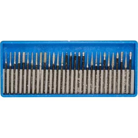 Набор ЗУБР: Мини-насадки с алмазным напылением в пластиковом боксе, P=180, хвостовик d=3мм, 30 предметов 33383-H30 купить в Нефтеюганске