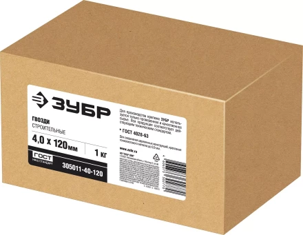 ЗУБР ГОСТ 4028-63, 120 x 4 мм, 1 кг, строительные гвозди (305011-40-120) купить в Нефтеюганске