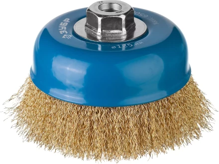 ЗУБР "ПРОФЕССИОНАЛ". Щетка чашечная для УШМ, витая латунированная стальная проволока 0,3мм, 125ммхМ14 3526-125_z02 купить в Нефтеюганске