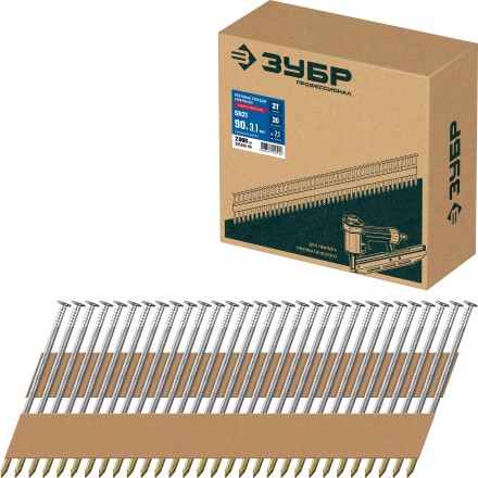 ЗУБР SN21 90 х 3.1 мм, реечные гвозди рифленые оцинкованные, 2010 шт(305396-90) купить в Нефтеюганске