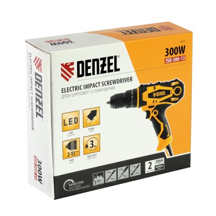 Дрель-шуруповерт сетевая ударная Denzel 26211, ISD-300-13 купить в Нефтеюганске