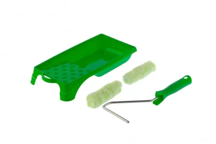 Малярный набор для работ по дереву: кювета 150 мм х 290 мм и мини-валик 110 мм Сибртех 80454 купить в Нефтеюганске