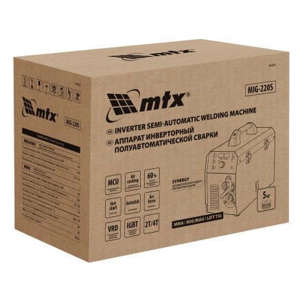 Аппарат инвертор. полуавтомат. cварки MTX MIG-220S 94304, 220A, ПВ 60%, катушка 5 кг купить в Нефтеюганске