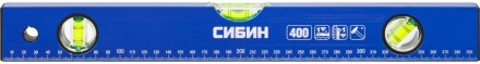 Уровень СИБИН коробчатый, 3 противоударных ампулы, измерительная линейка, 40см 34605-040 купить в Нефтеюганске