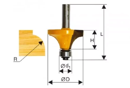Фреза кром. калевочная ф44,5х21,5мм R15,9мм хв 12м Энкор 46238 купить в Нефтеюганске