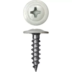 Саморезы ЗУБР с прессшайбой по листовому металлу до 0,9 мм, окрашенные в RAL-9003, PH2, 4,2х16 мм, 500шт 300191-42-016-9003