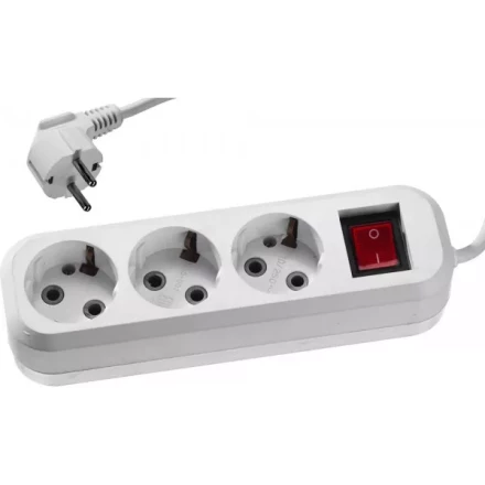 Удлинитель СИБИН электрический, ПВС сечение 0,75кв мм, 3 гнезда, макс мощн 2200Вт, 3м, заземление, выключатель 55036-3 купить в Нефтеюганске