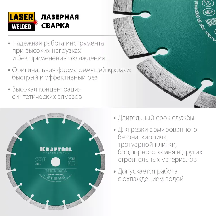 Диск алмазный отрезной для УШМ UNIVERSAL 36680-230 купить в Нефтеюганске