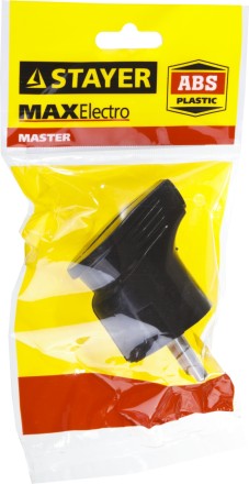 Вилка MAXElectro электрическая, 16А/220В, угловая, с заземлением, черная, STAYER 55161-B купить в Нефтеюганске