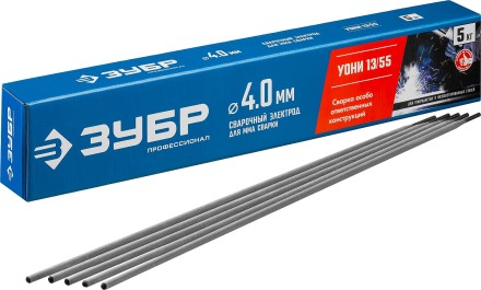 ЗУБР Д 4.0 х 450 мм, 5 кг в коробке, УОНИ 13/55 с основным покрытием, электрод сварочный, Профессионал (40025-4.0) купить в Нефтеюганске