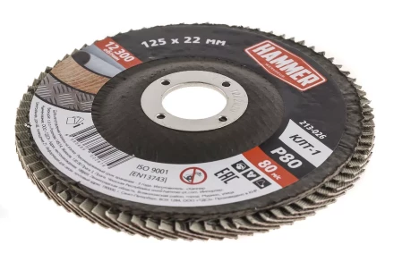 Круг Лепестковый Торцевой (КЛТ) HAMMER КЛТ 1 Ф125х22 Р80 213-026 купить в Нефтеюганске