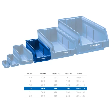 ЗУБР ЛСК-18, 18 л, 400 х 230 х 200 мм, складской лоток, Профессионал (38061-18) купить в Нефтеюганске