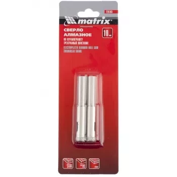 Сверло алмазное по керамограниту 10 х 67 мм 3-гранный хвостовик 2 штук MATRIX 726103 купить в Нефтеюганске