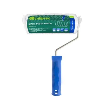 Валик &quot;Водные краски&quot;, 180 мм, ворс 12 мм, D - 48 мм, D ручки - 6 мм, полиэстер Сибртех 80186 купить в Нефтеюганске