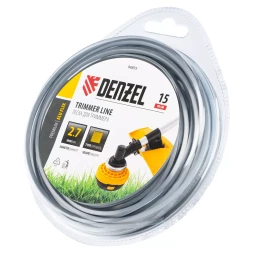 Леска для триммера армированная алюминием квадратная, 2,7мм х 15м, блистер ALUFLEX Denzel 96835