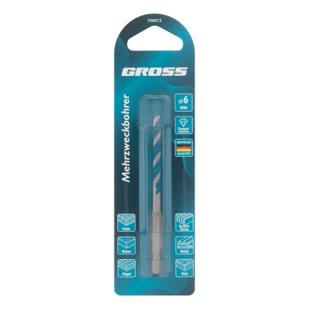 Сверло универсальное Gross, Multipurpose PRO, 6-гр. хвостовик, 6мм, 706012 купить в Нефтеюганске