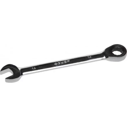 Ключ ЗУБР "ПРОФИ" гаечный комбинированный трещоточный, Cr-V сталь, хромированный, 14мм 27074-14 купить в Нефтеюганске