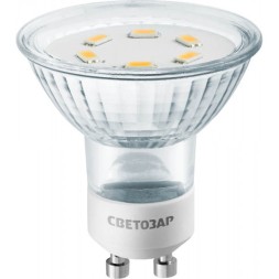 Лампа СВЕТОЗАР светодиодная &quot;LED technology&quot;, цоколь GU10, яркий белый свет (4000К), 220В, 3Вт (25) 44565-25_z01