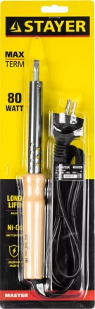 Паяльник STAYER &quot;MASTER&quot; с деревянной рукояткой и долговечным жалом, 80 Вт, клин 55310-80 купить в Нефтеюганске