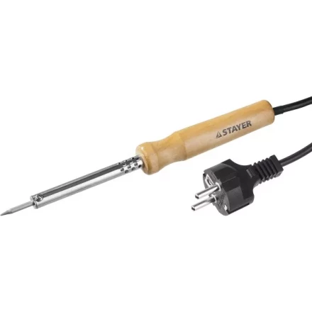 Паяльник MAXTerm с деревянной рукояткой, жало - конус, STAYER 55310-25, 25 Вт 55310-25 купить в Нефтеюганске