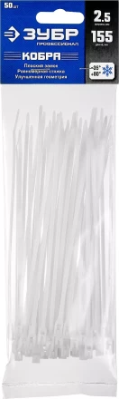 Кабельные стяжки белые КОБРА с плоским замком нейлоновые пакет серия ПРОФЕССИОНАЛ купить в Нефтеюганске