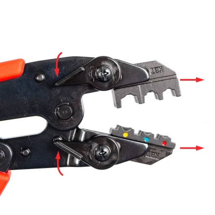 Пресс-клещи КВТ СТВ+5 с 5 матрицами МПК для опрессовки разъемов, втулочных, изолированных и неизолированных наконечников (набор) (89227) купить в Нефтеюганске