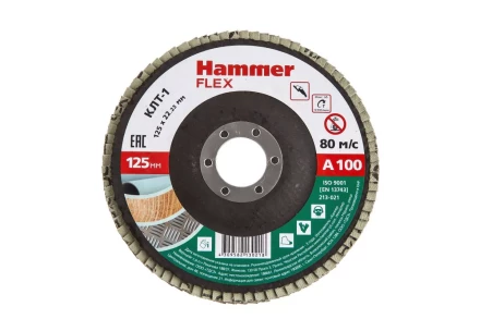 Круг Лепестковый Торцевой (КЛТ) HAMMER КЛТ 1 Ф125х22 Р100 213-021 купить в Нефтеюганске