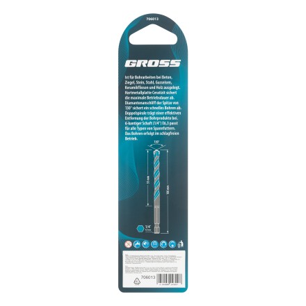 Сверло универсальное Gross, Multipurpose PRO, 6-гр. хвостовик, 8мм, 706013 купить в Нефтеюганске
