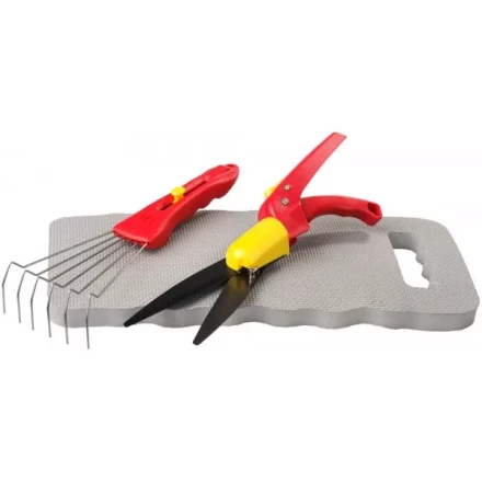 Набор GRINDA садовый, 3 предмета: ножницы для стрижки травы, подколенник, грабельки 8-422035 купить в Нефтеюганске